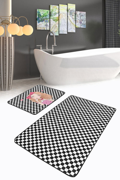 Set di 2 Tappetini da bagno antiscivolo Reyan BPS34 Rectangle Multicolore, 100 x 60 cm / 60 x 50 cm (1)