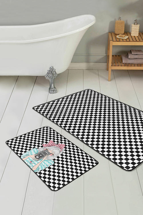 Set di 2 Tappetini da bagno antiscivolo Reyan BPS35 Rectangle Multicolore, 100 x 60 cm / 60 x 50 cm (1)