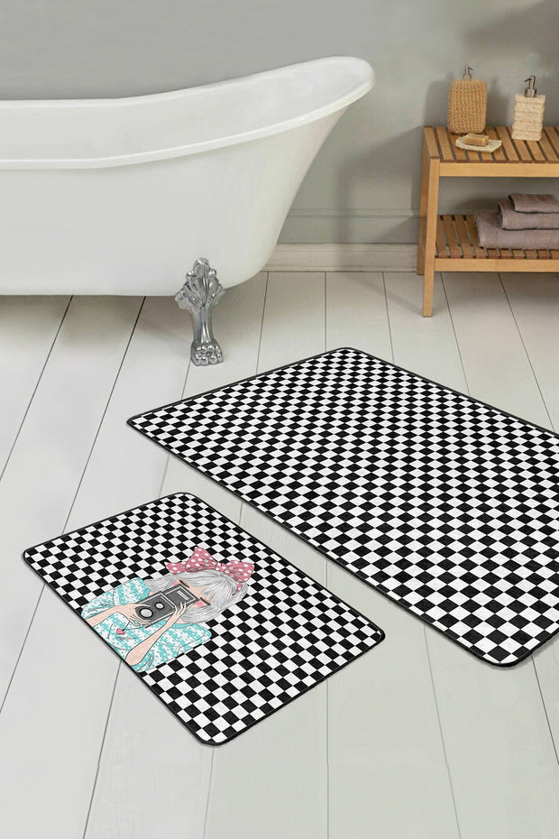 Set di 2 Tappetini da bagno antiscivolo Reyan BPS35 Rectangle Multicolore, 100 x 60 cm / 60 x 50 cm (1)