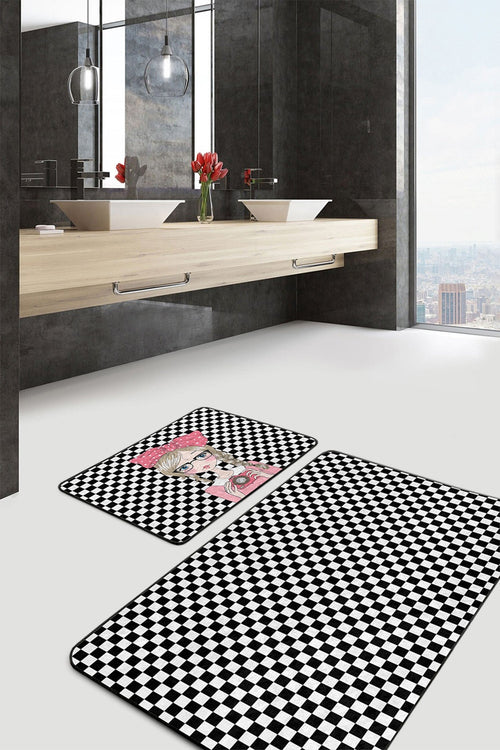 Set di 2 Tappetini da bagno antiscivolo Reyan BPS36 Rectangle Multicolore, 100 x 60 cm / 60 x 50 cm