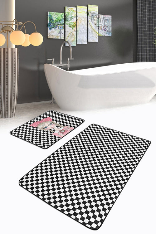 Set di 2 Tappetini da bagno antiscivolo Reyan BPS36 Rectangle Multicolore, 100 x 60 cm / 60 x 50 cm (1)
