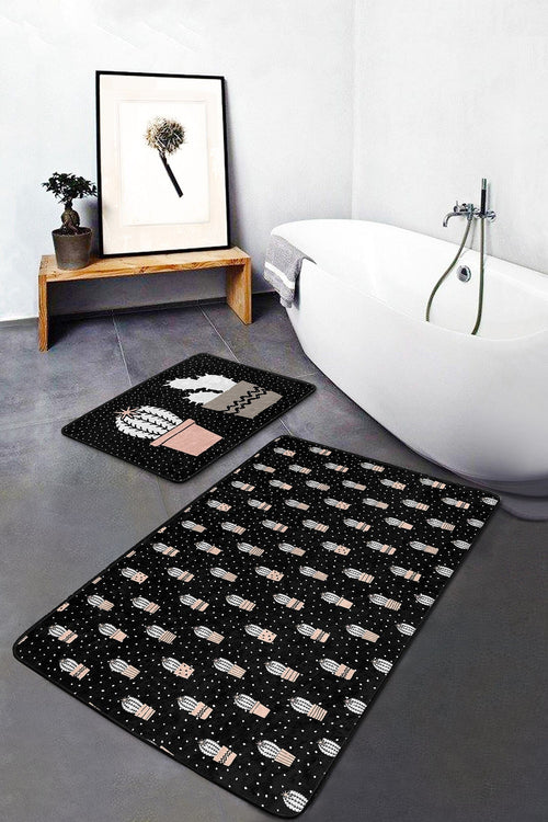 Set di 2 Tappetini da bagno antiscivolo Seher BPS352 Rectangle Multicolore, 100 x 60 cm / 60 x 50 cm (1)