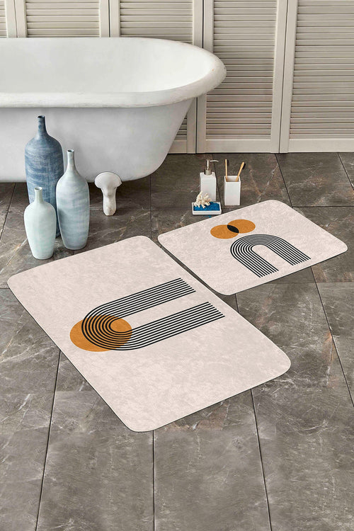 Set di 2 Tappetini da bagno antiscivolo Seher BPS354 Rectangle Multicolore, 100 x 60 cm / 60 x 50 cm