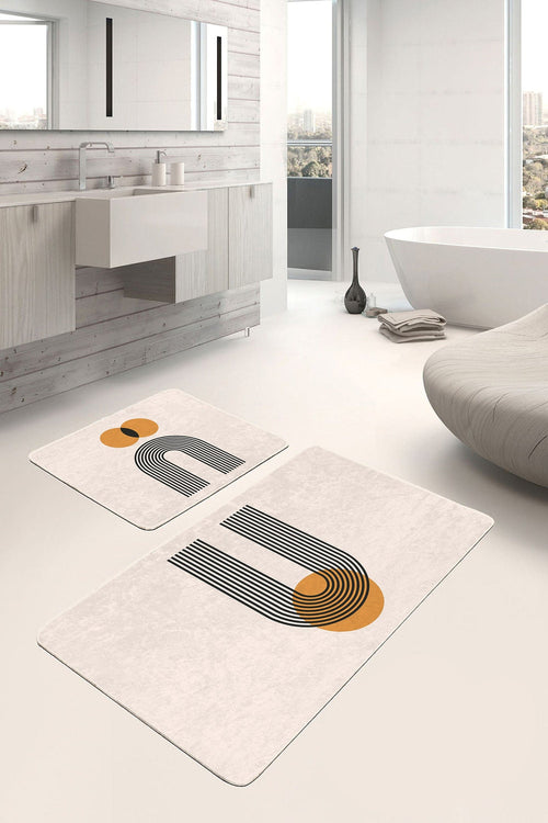 Set di 2 Tappetini da bagno antiscivolo Seher BPS354 Rectangle Multicolore, 100 x 60 cm / 60 x 50 cm (1)