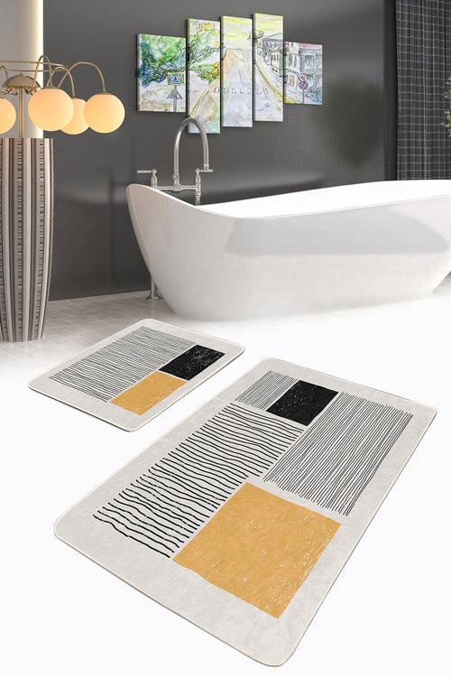 Set di 2 Tappetini da bagno antiscivolo Seher BPS355 Rectangle Multicolore, 100 x 60 cm / 60 x 50 cm