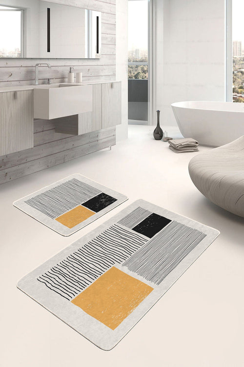 Set di 2 Tappetini da bagno antiscivolo Seher BPS355 Rectangle Multicolore, 100 x 60 cm / 60 x 50 cm (1)