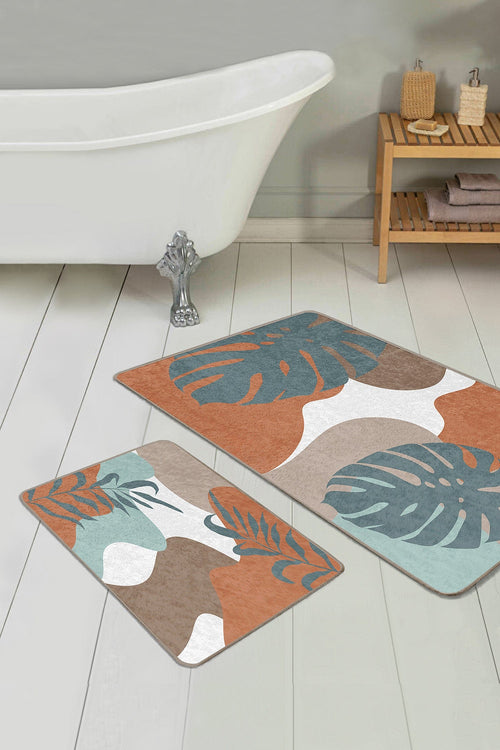 Set di 2 Tappetini da bagno antiscivolo Serap BPS310 Rectangle Multicolore, 100 x 60 cm / 60 x 50 cm (1)