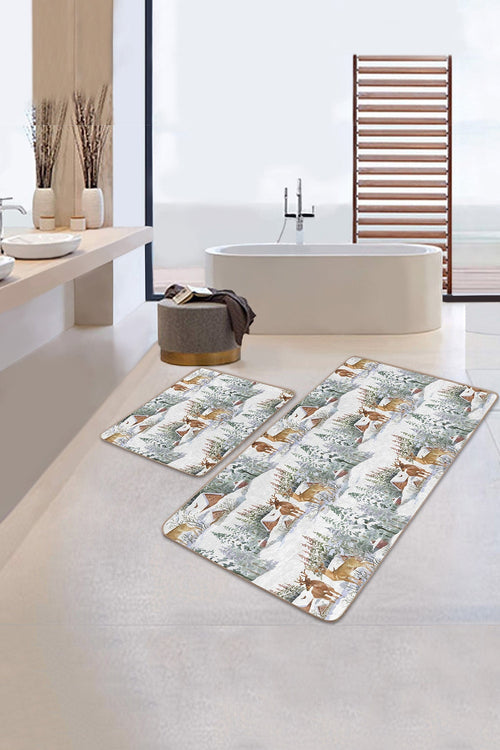 Set di 2 Tappetini da bagno antiscivolo Serap BPS311 Rectangle Multicolore, 100 x 60 cm / 60 x 50 cm
