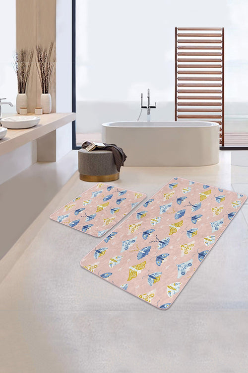Set di 2 Tappetini da bagno antiscivolo Serap BPS313 Rectangle Multicolore, 100 x 60 cm / 60 x 50 cm