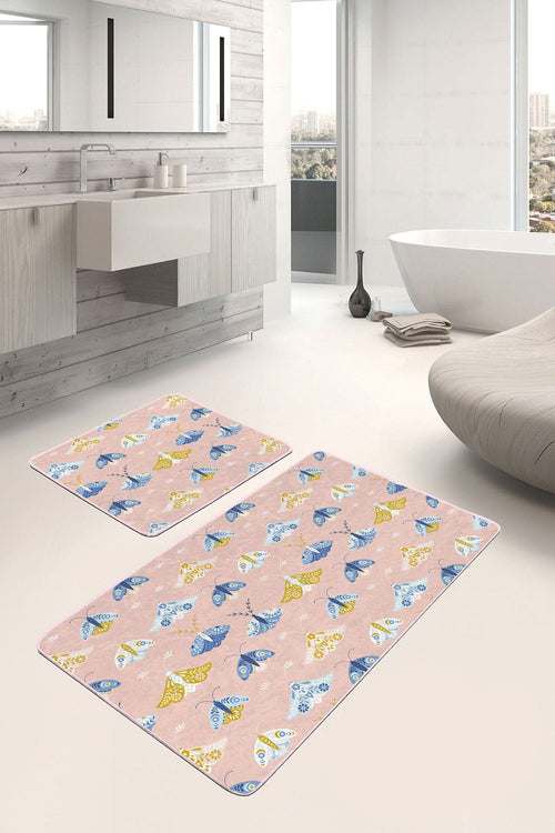 Set di 2 Tappetini da bagno antiscivolo Serap BPS313 Rectangle Multicolore, 100 x 60 cm / 60 x 50 cm (1)