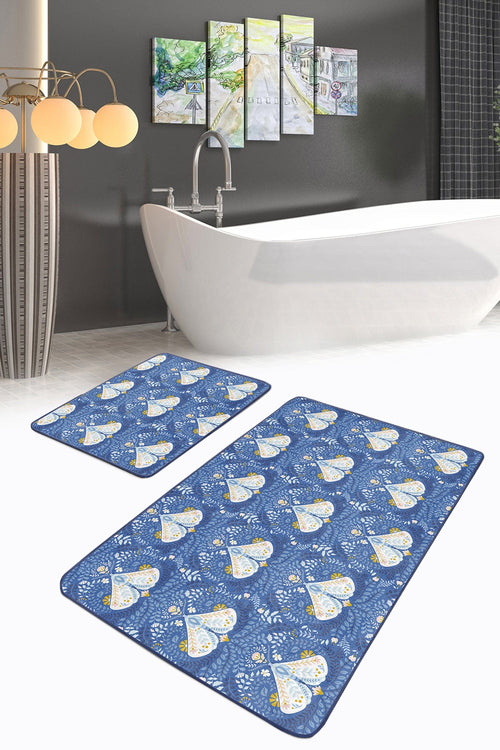 Set di 2 Tappetini da bagno antiscivolo Serap BPS314 Rectangle Multicolore, 100 x 60 cm / 60 x 50 cm