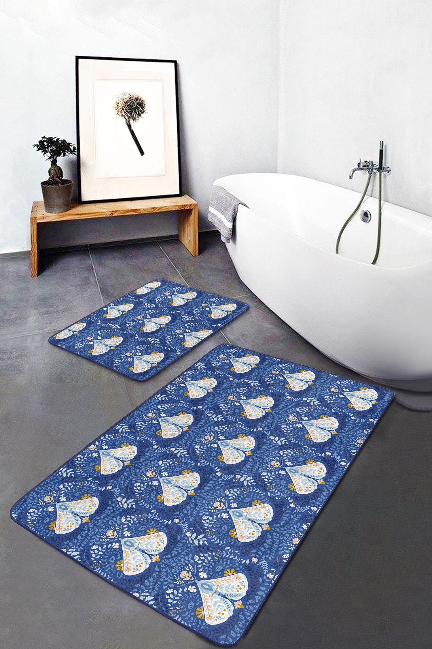 Set di 2 Tappetini da bagno antiscivolo Serap BPS314 Rectangle Multicolore, 100 x 60 cm / 60 x 50 cm (1)