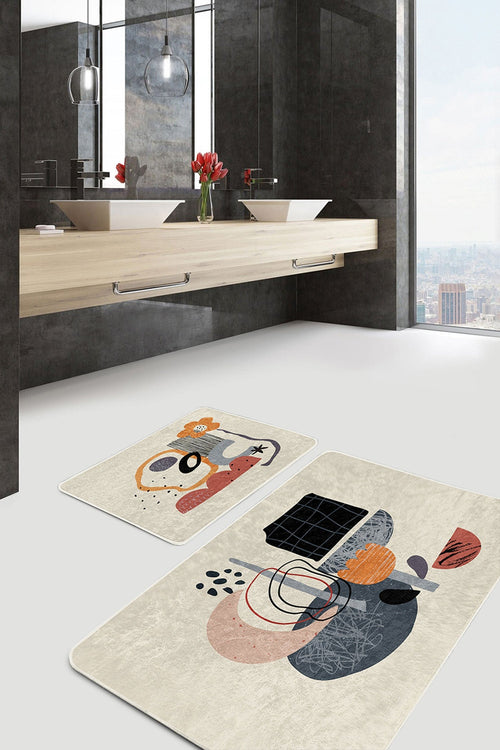 Set di 2 Tappetini da bagno antiscivolo Serenay BPS163 Rectangle Multicolore, 100 x 60 cm / 60 x 50 cm (1)