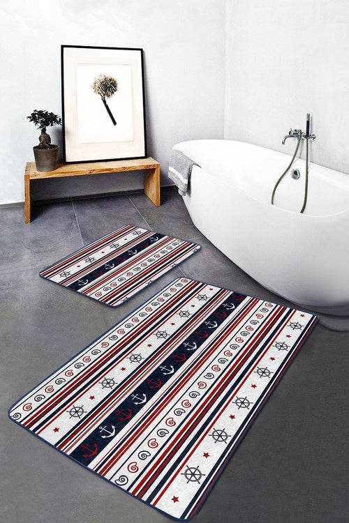 Set di 2 Tappetini da bagno antiscivolo Serenay BPS164 Rectangle Multicolore, 100 x 60 cm / 60 x 50 cm