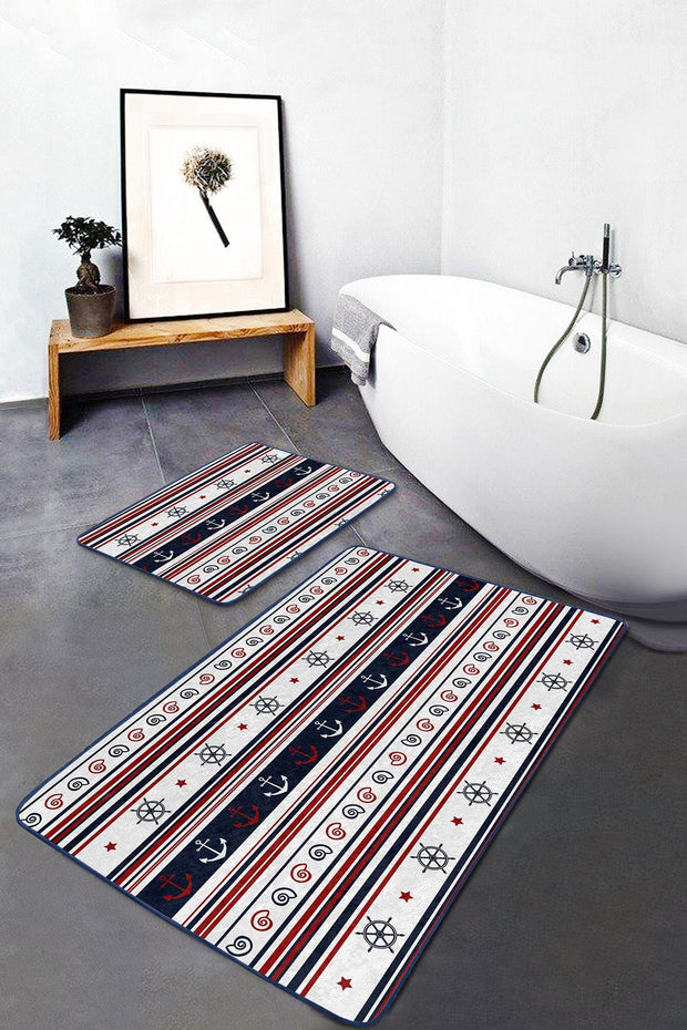 Set di 2 Tappetini da bagno antiscivolo Serenay BPS164 Rectangle Multicolore, 100 x 60 cm / 60 x 50 cm