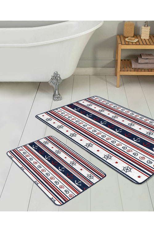 Set di 2 Tappetini da bagno antiscivolo Serenay BPS164 Rectangle Multicolore, 100 x 60 cm / 60 x 50 cm (1)