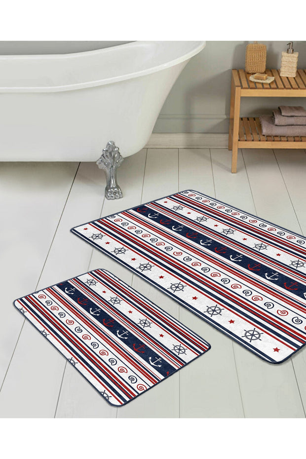 Set di 2 Tappetini da bagno antiscivolo Serenay BPS164 Rectangle Multicolore, 100 x 60 cm / 60 x 50 cm (1)