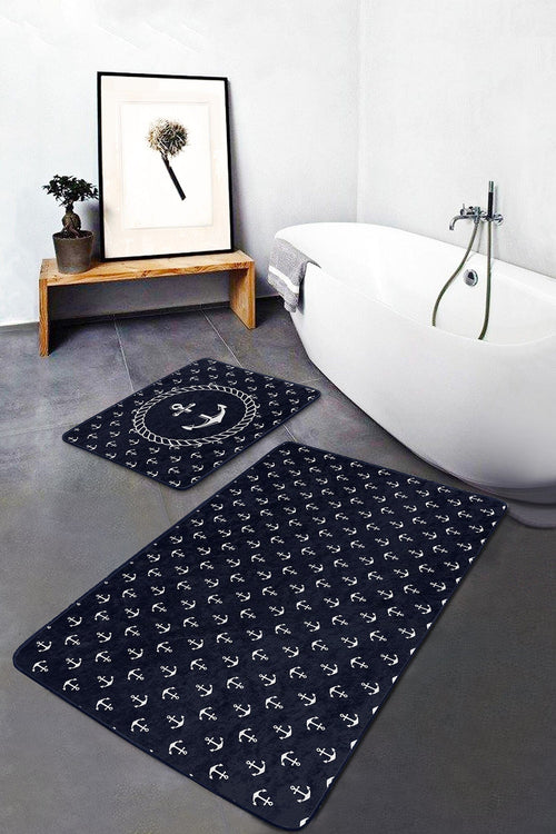 Set di 2 Tappetini da bagno antiscivolo Serenay BPS214 Rectangle Multicolore, 100 x 60 cm / 60 x 50 cm