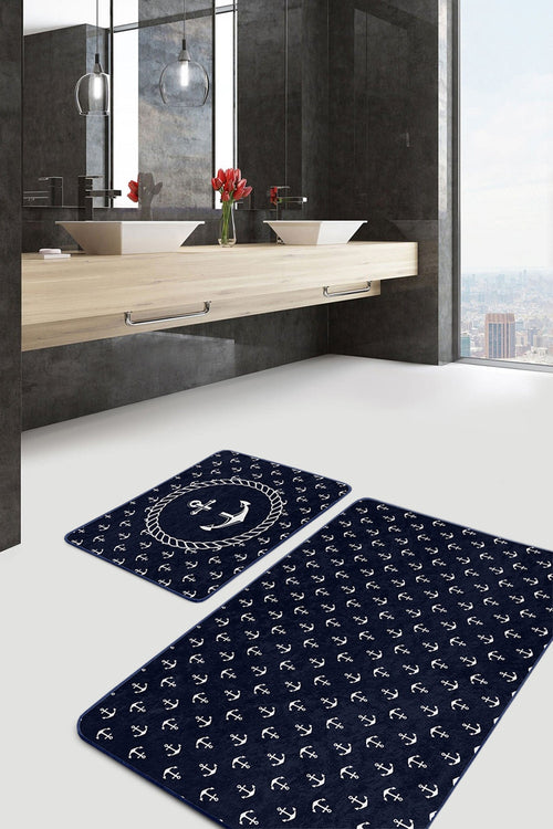 Set di 2 Tappetini da bagno antiscivolo Serenay BPS214 Rectangle Multicolore, 100 x 60 cm / 60 x 50 cm (1)