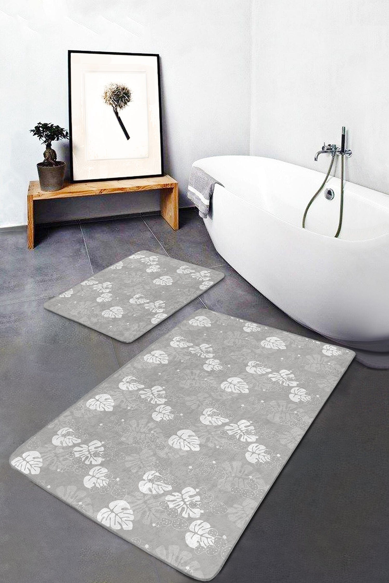 Set di 2 Tappetini da bagno antiscivolo Serenay BPS240 Rectangle Multicolore, 100 x 60 cm / 60 x 50 cm
