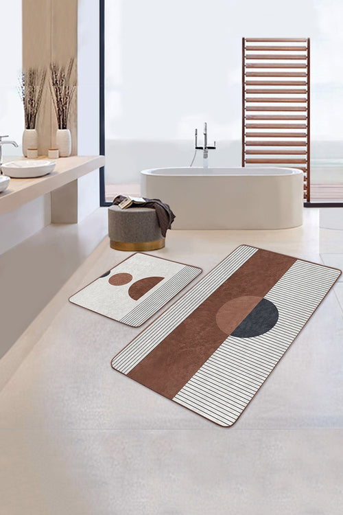 Set di 2 Tappetini da bagno antiscivolo Serenay BPS333 Rectangle Multicolore, 100 x 60 cm / 60 x 50 cm