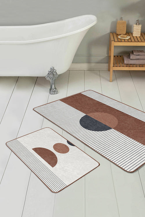 Set di 2 Tappetini da bagno antiscivolo Serenay BPS333 Rectangle Multicolore, 100 x 60 cm / 60 x 50 cm (1)