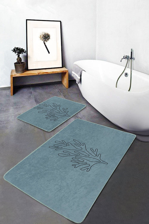 Set di 2 Tappetini da bagno antiscivolo Serenay BPS356 Rectangle Multicolore, 100 x 60 cm / 60 x 50 cm