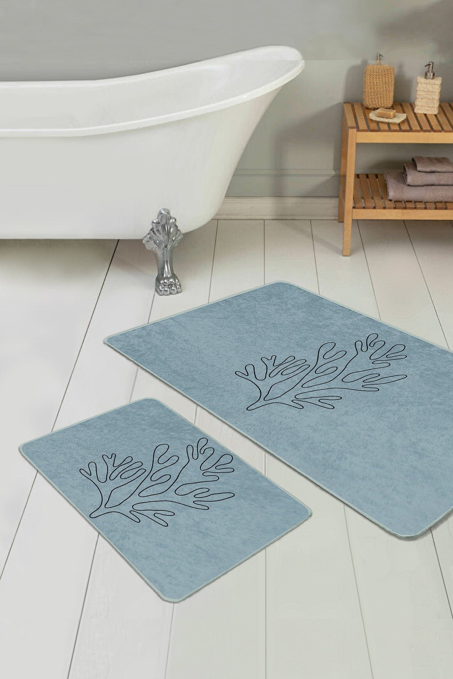 Set di 2 Tappetini da bagno antiscivolo Serenay BPS356 Rectangle Multicolore, 100 x 60 cm / 60 x 50 cm (1)