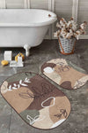 Set di 2 Tappetini da bagno antiscivolo Seyran BPS539 Oval Multicolore, 100 x 60 cm / 60 x 50 cm