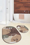 Set di 2 Tappetini da bagno antiscivolo Seyran BPS539 Oval Multicolore, 100 x 60 cm / 60 x 50 cm (1)