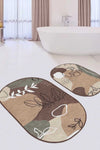 Set di 2 Tappetini da bagno antiscivolo Seyran BPS539 Oval Multicolore, 100 x 60 cm / 60 x 50 cm (2)
