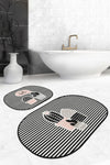 Set di 2 Tappetini da bagno antiscivolo Seyran BPS575 Oval Multicolore, 100 x 60 cm / 60 x 50 cm