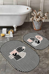 Set di 2 Tappetini da bagno antiscivolo Seyran BPS575 Oval Multicolore, 100 x 60 cm / 60 x 50 cm (1)