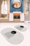 Set di 2 Tappetini da bagno antiscivolo Seyran BPS589 Oval Multicolore, 100 x 60 cm / 60 x 50 cm (1)