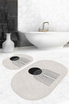 Set di 2 Tappetini da bagno antiscivolo Seyran BPS589 Oval Multicolore, 100 x 60 cm / 60 x 50 cm (2)