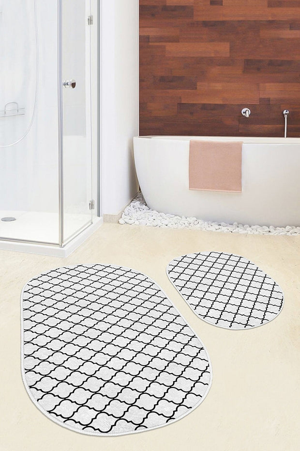 Set di 2 Tappetini da bagno antiscivolo Seyran BPS590 Oval Multicolore, 100 x 60 cm / 60 x 50 cm (2)