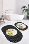 Set di 2 Tappetini da bagno antiscivolo Seyran BPS597 Oval Multicolore, 100 x 60 cm / 60 x 50 cm (2)