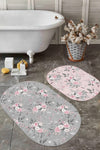 Set di 2 Tappetini da bagno antiscivolo Seyran BPS621 Oval Multicolore, 100 x 60 cm / 60 x 50 cm (1)
