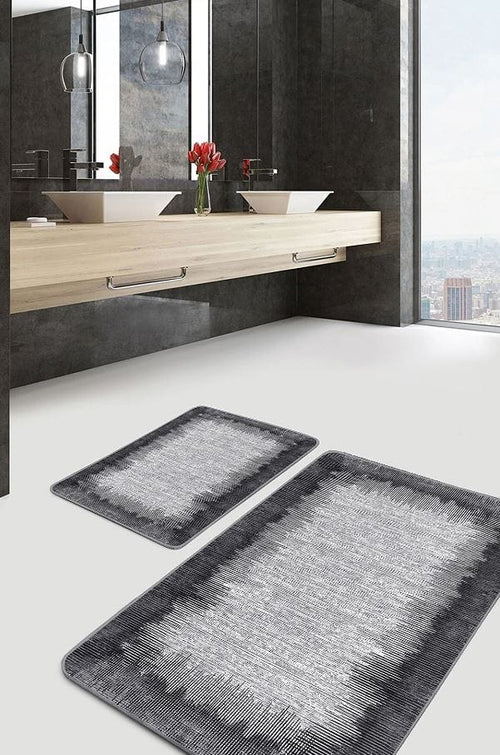 Set di 2 Tappetini da bagno antiscivolo Seyran BPS623 Rectangle Multicolore, 100 x 60 cm / 60 x 50 cm