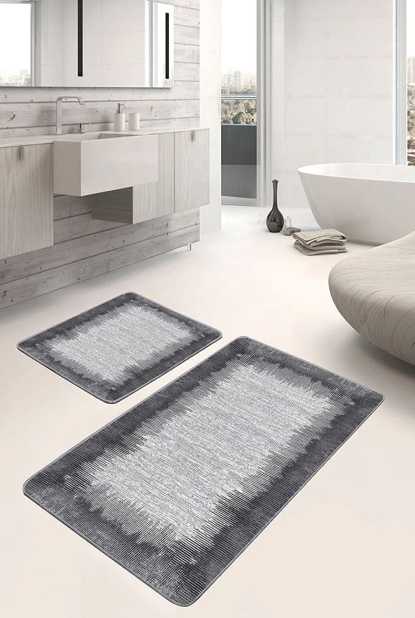 Set di 2 Tappetini da bagno antiscivolo Seyran BPS623 Rectangle Multicolore, 100 x 60 cm / 60 x 50 cm (2)
