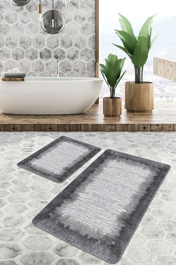 Set di 2 Tappetini da bagno antiscivolo Seyran BPS623 Rectangle Multicolore, 100 x 60 cm / 60 x 50 cm (3)