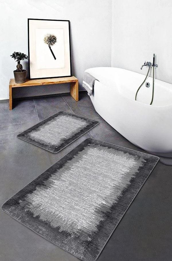 Set di 2 Tappetini da bagno antiscivolo Seyran BPS623 Rectangle Multicolore, 100 x 60 cm / 60 x 50 cm (4)