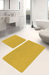 Set di 2 Tappetini da bagno antiscivolo Seyran BPS625 Rectangle Mustariu 100 x 60 cm / 60 x 50 cm Giallo, 100 x 60 cm / 60 x 50 cm (2)