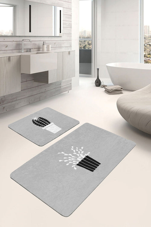Set di 2 Tappetini da bagno antiscivolo Sonil BPS331 Rectangle Multicolore, 100 x 60 cm / 60 x 50 cm