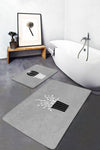 Set di 2 Tappetini da bagno antiscivolo Sonil BPS331 Rectangle Multicolore, 100 x 60 cm / 60 x 50 cm (2)