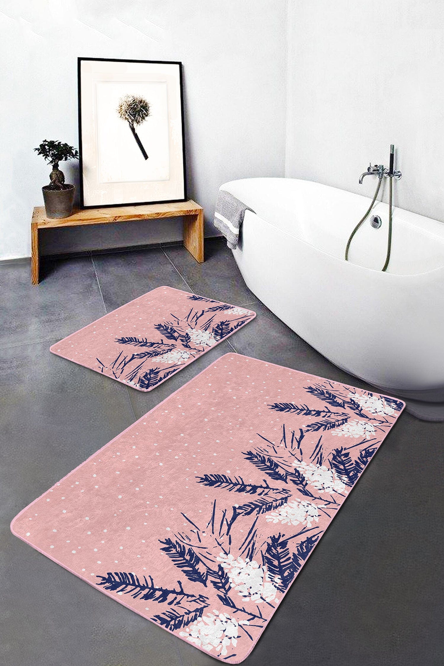 Set di 2 Tappetini da bagno antiscivolo Sonil BPS336 Rectangle Multicolore, 100 x 60 cm / 60 x 50 cm (2)