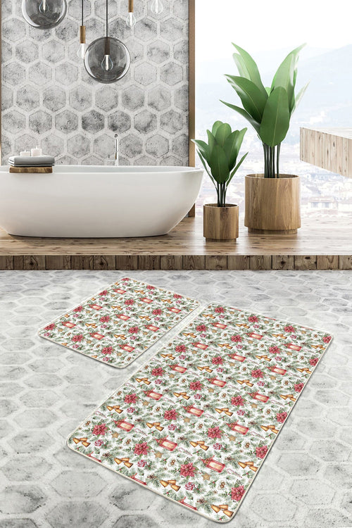 Set di 2 Tappetini da bagno antiscivolo Sonil BPS338 Rectangle Multicolore, 100 x 60 cm / 60 x 50 cm