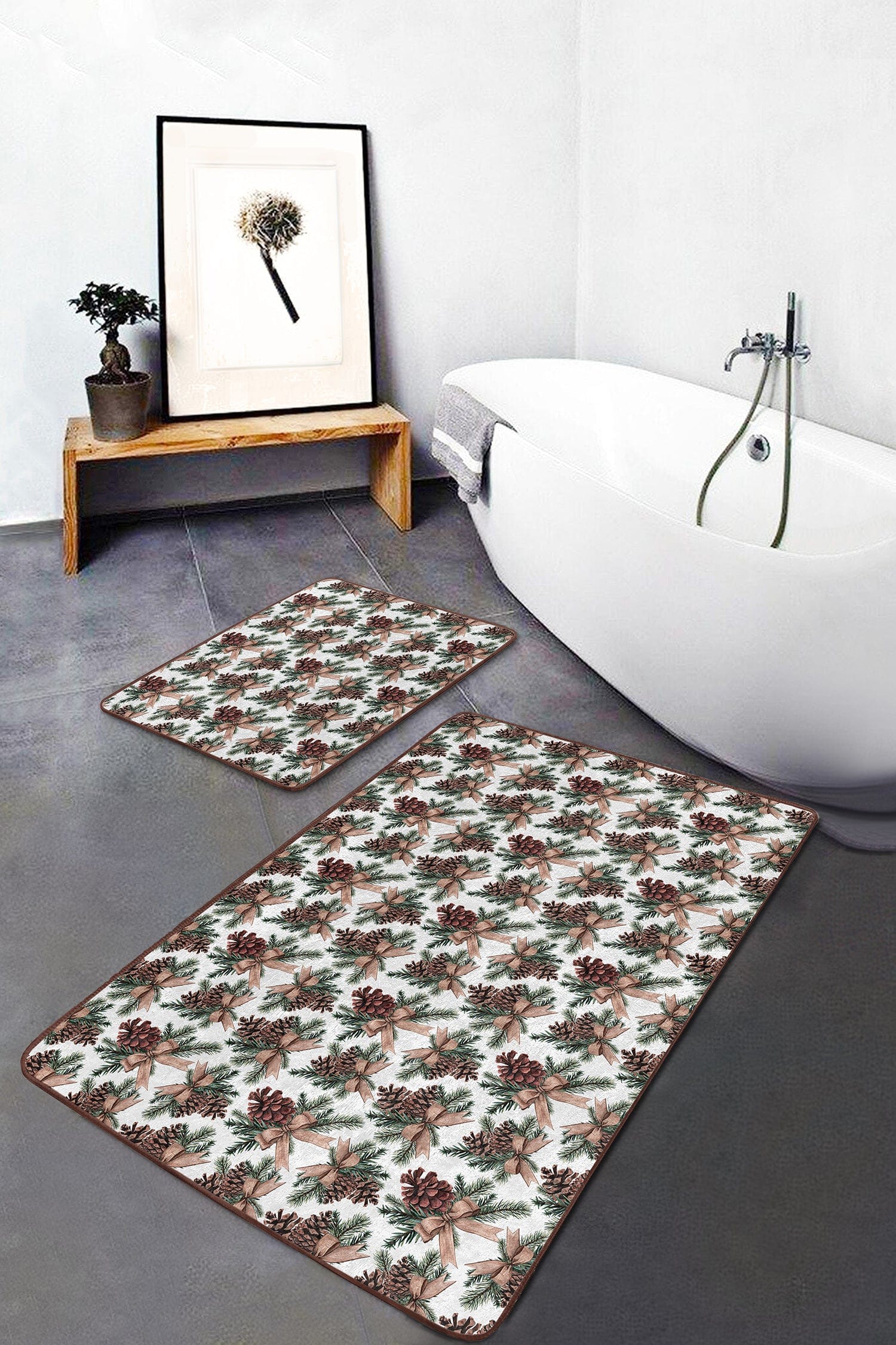 Set di 2 Tappetini da bagno antiscivolo Sonil BPS340 Rectangle Multicolore, 100 x 60 cm / 60 x 50 cm (1)
