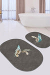 Set di 2 Tappetini da bagno antiscivolo Suet BPS572 Oval Multicolore, 100 x 60 cm / 60 x 50 cm