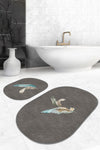 Set di 2 Tappetini da bagno antiscivolo Suet BPS572 Oval Multicolore, 100 x 60 cm / 60 x 50 cm (1)